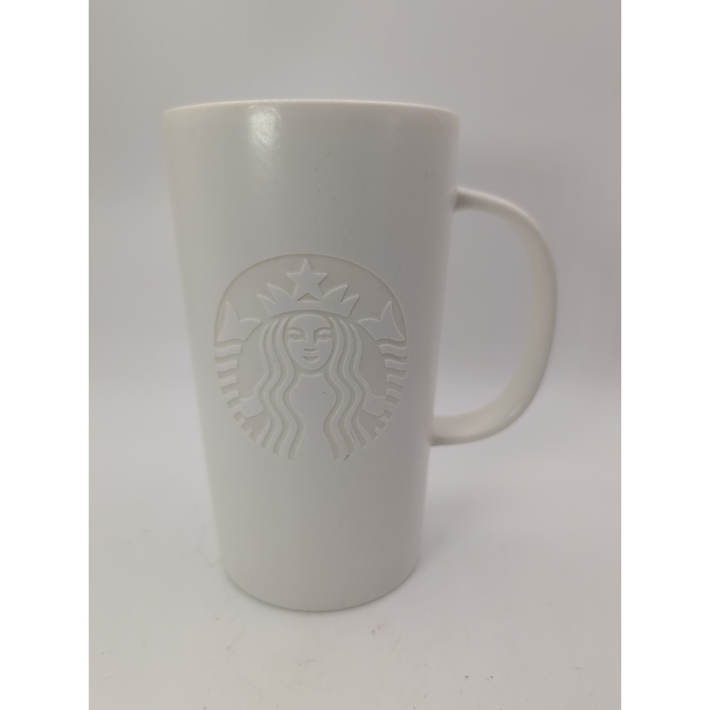 Starbucks 2015 Embossed Etched Siren Tall 16oz Coffee Mug Off White